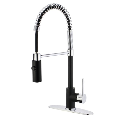Gourmetier LS8777DL Concord Single-Handle Pre-Rinse Kitchen Faucet, Black/ Chrome LS8777DL